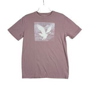 American Eagle Mens Shirt Size Small Standard Fit Super Soft Graphic Pink Crew